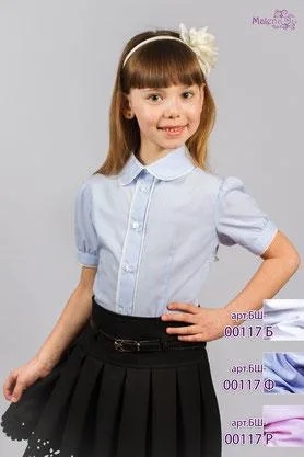 Блуза шкільна для дівчинки 117 блакитна ТМ Малена