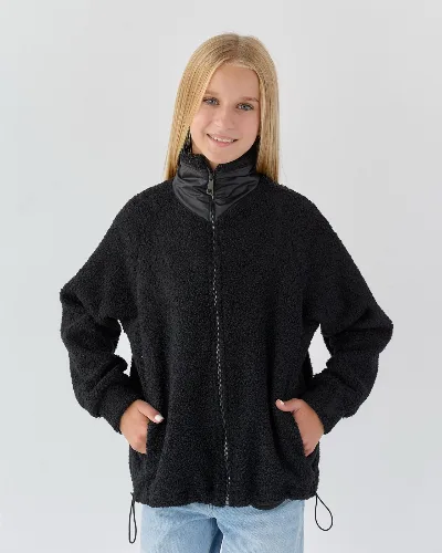 Teddy girls' zip-up sweater, black 2273 BossKids