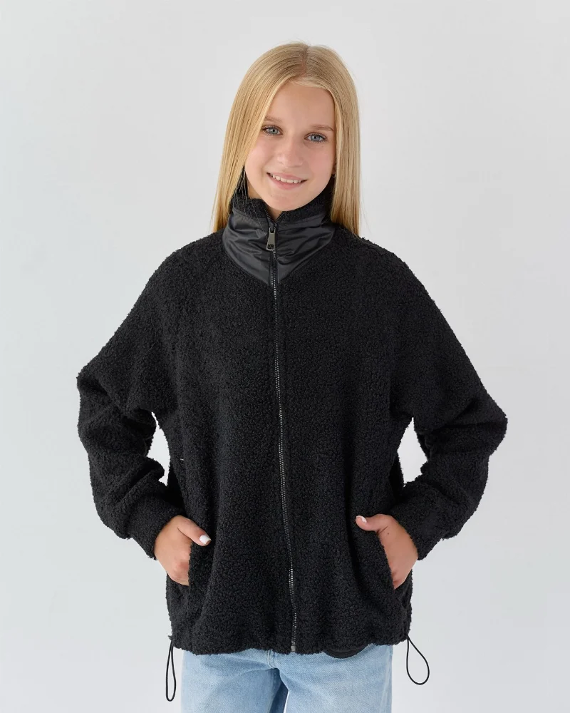 Teddy girls' zip-up sweater, black 2273 BossKids