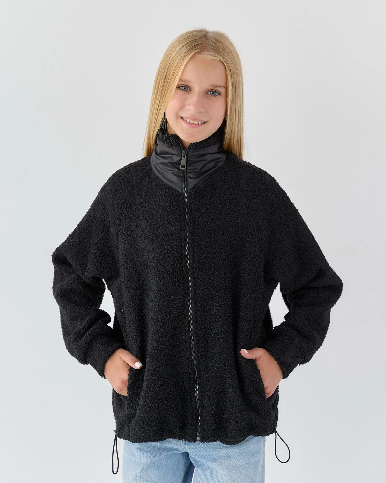 Teddy girls' zip-up sweater, black 2273 BossKids
