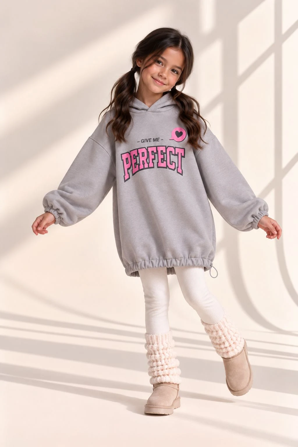 Girls' Insulated Grey Hoodie Tunic PERFECT 1971 HART