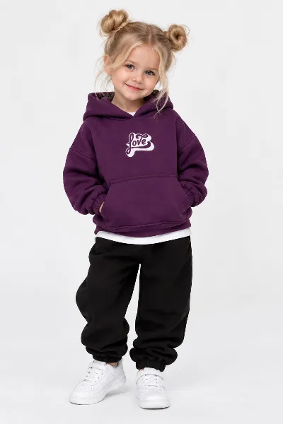 Girl's Insulated Hoodie LOVE Spicy Plum 1080 HART