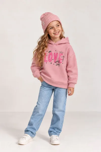Girls' Insulated LOVE Pink Hoodie 1303 HART