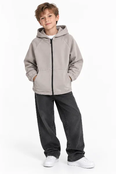 Light grey zip-up hoodie 2320 BossKids