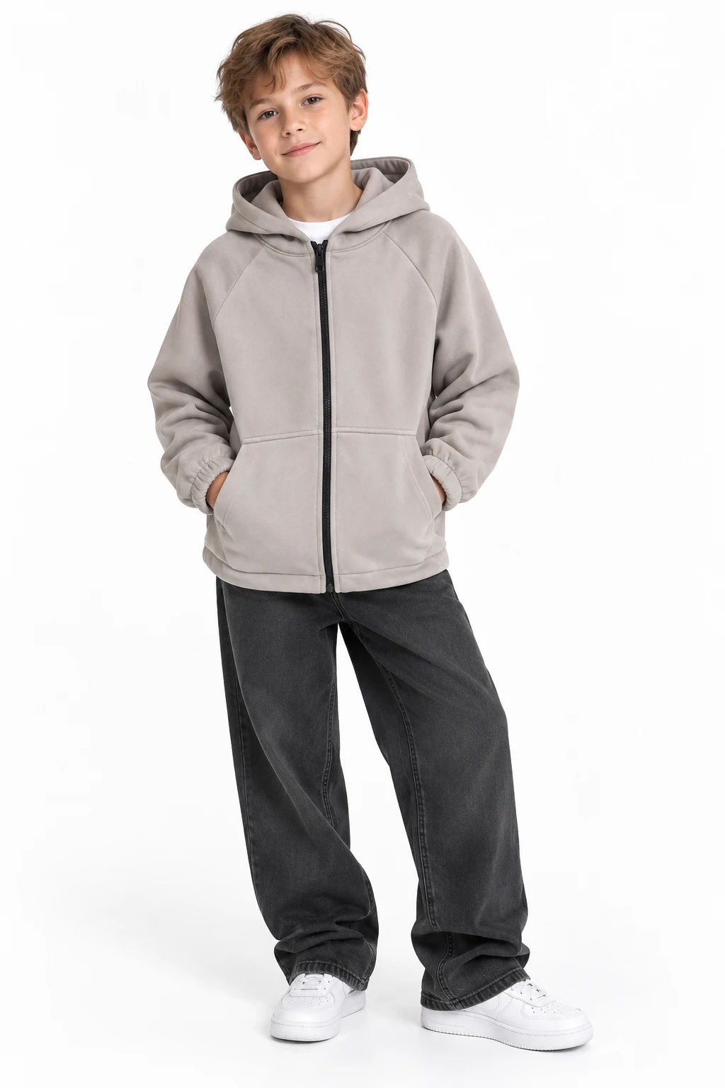 Light grey zip-up hoodie 2320 BossKids