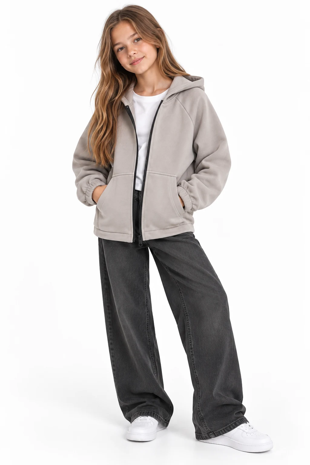 Light grey zip-up hoodie 2320 BossKids