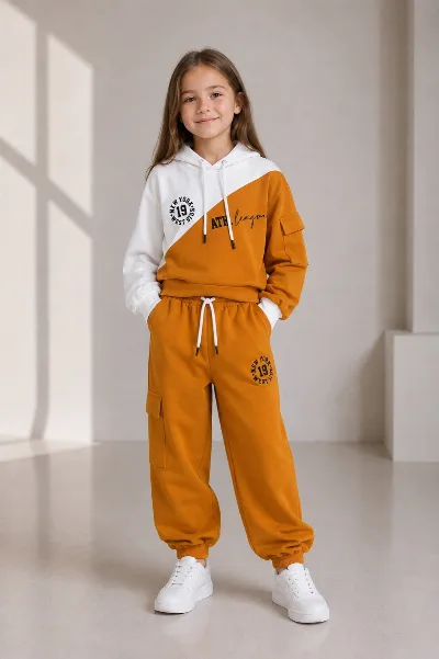 Спортивний костюм в стилі casual для дівчинки, колір гірчиця 2580 HAYKIDS