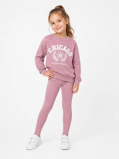 Powder pink girls' set with leggings