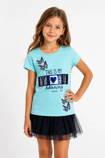 Футболка і майка в комплекті 10262 м'ята BREEZE GIRL, Туреччина