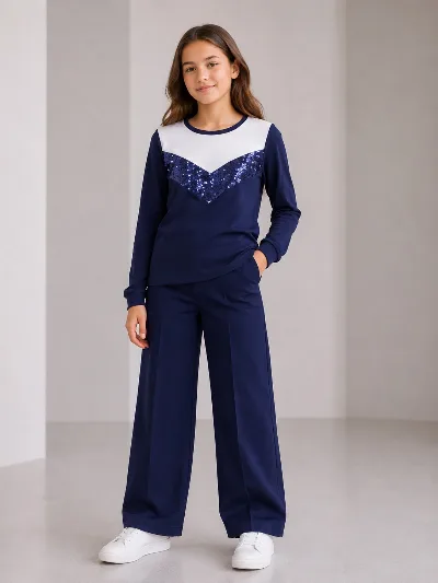 Girls' blue long-sleeve top 10665 WANEX