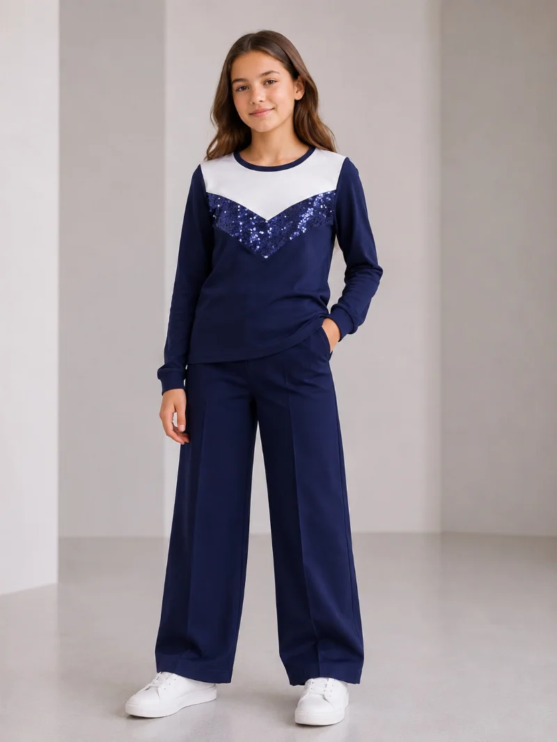 Girls' blue long-sleeve top 10665 WANEX