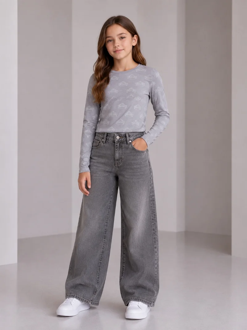 Girls' Grey Long-Sleeve T-Shirt 9204 BENINI