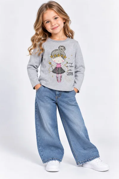 Grey sweatshirt for girls 114130 SMIL