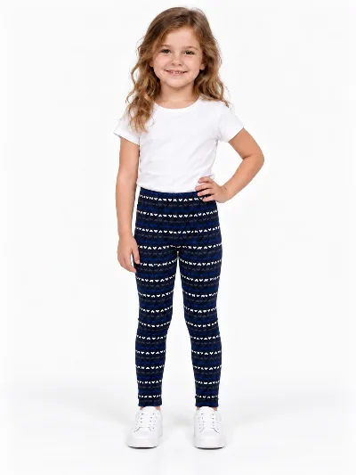 Insulated girls' leggings with hearts