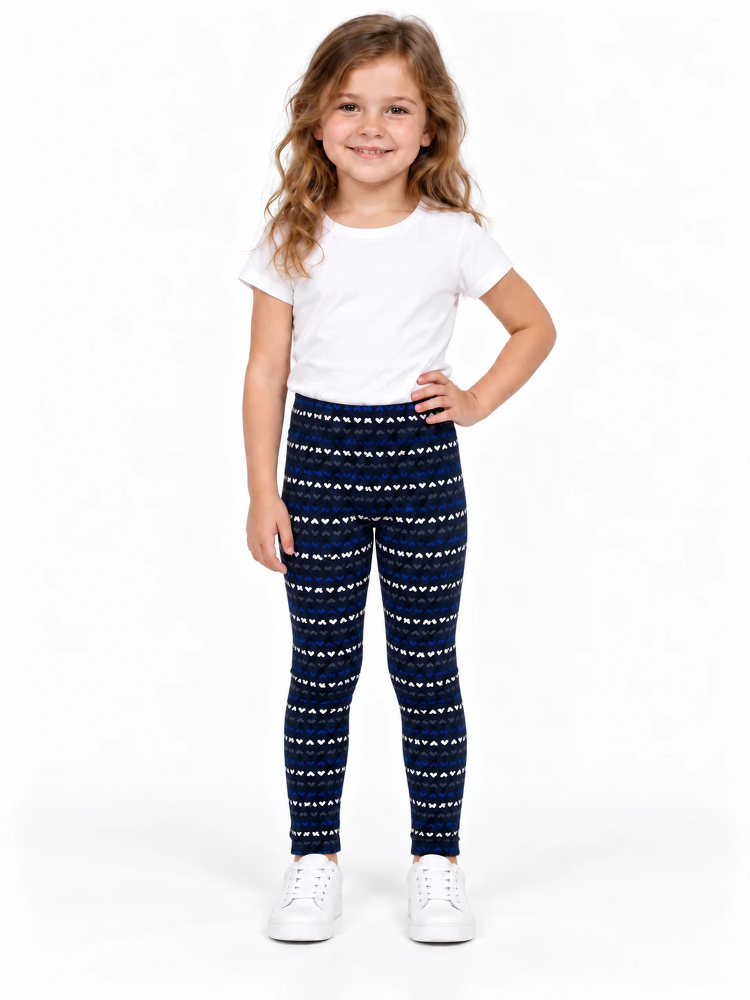 Insulated girls' leggings with hearts