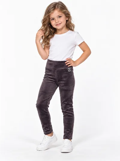 Insulated velvet leggings for girls in burgundy 025