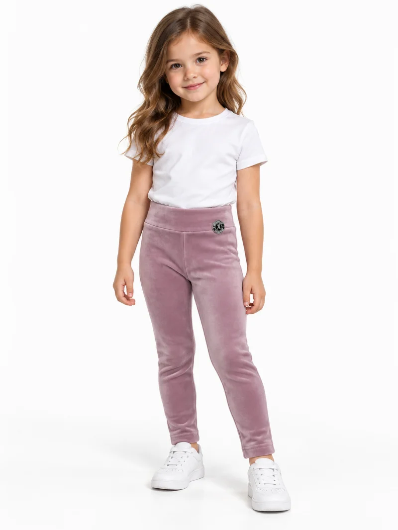 Pink Insulated Velour Leggings for Girls 025