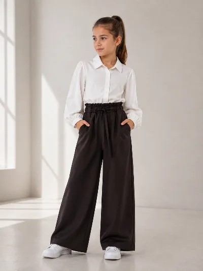 Chocolate school trousers for girls 2218