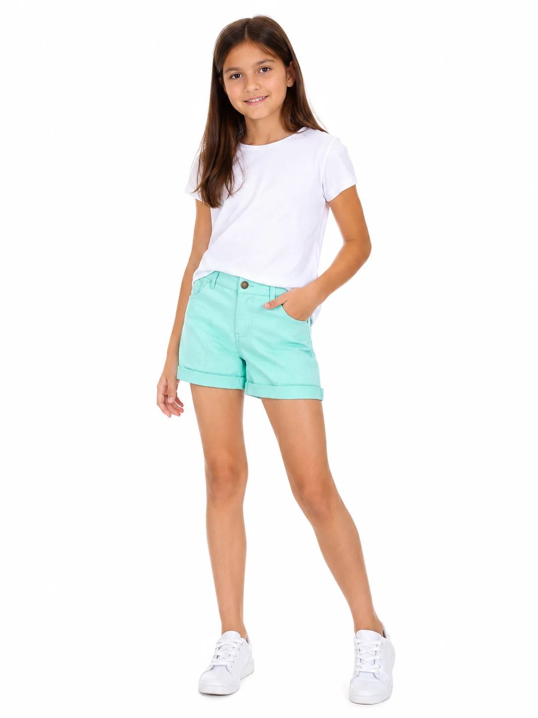 Mint Denim Shorts for Girls
