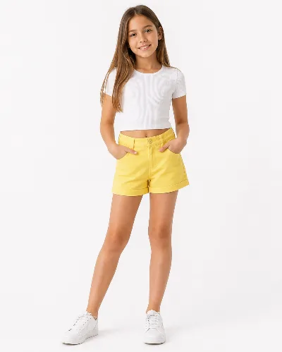 Yellow Denim Shorts
