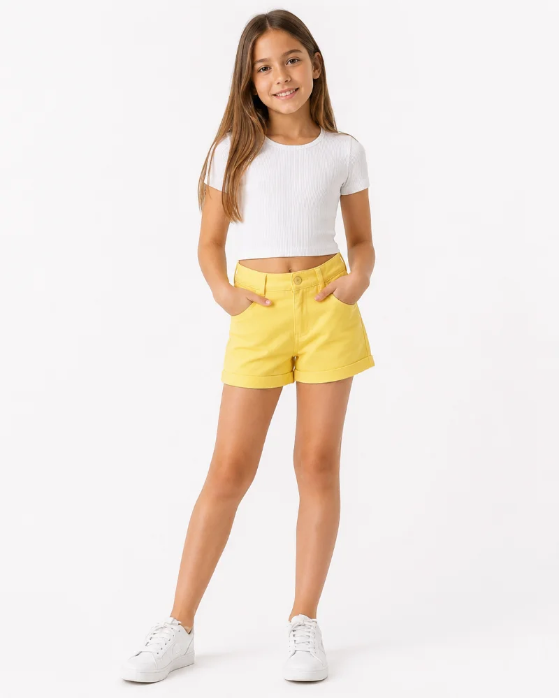 Yellow Denim Shorts