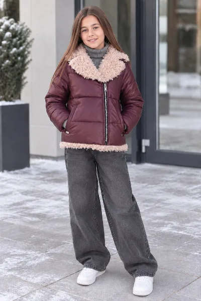 Куртка еврозима для дівчинки Лорі КТ-31915 бордо ТМ Suzie