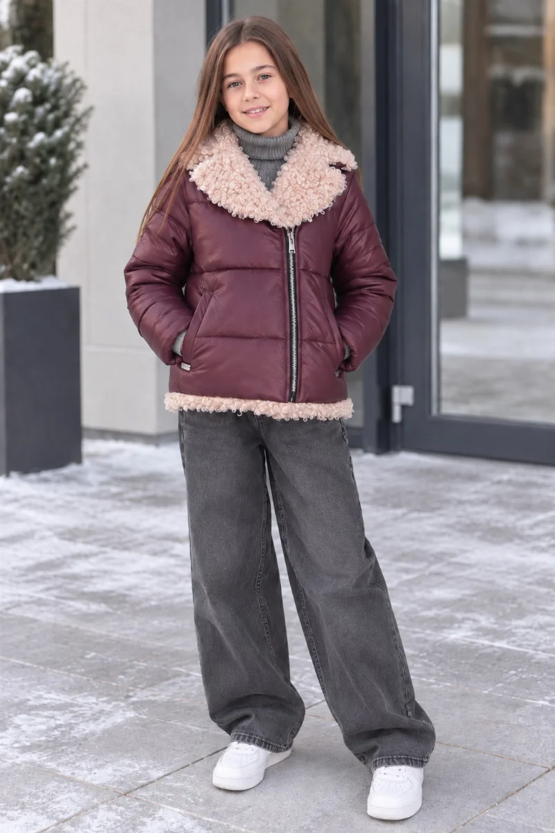 Girls' Euro-winter jacket Lori KT-31915 burgundy TM Suzie