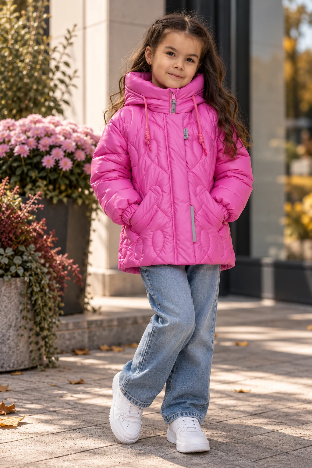 Girls' Mid-Season Jacket Charlotte Fuchsia Eco-Down Nestta