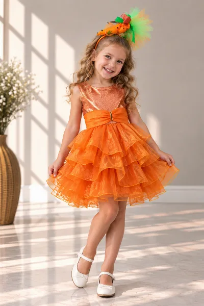 Carrot Ruffle Carnival Costume for Girls