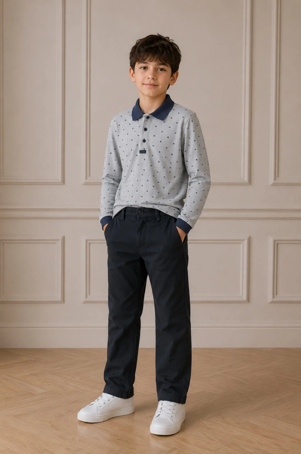 Брюки котонові для хлопчика стиль кежуал, чорна клітинка 010,5 ARN JEANS