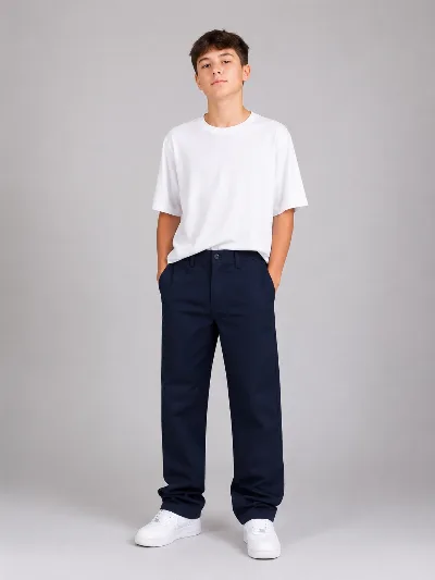 Teen cotton trousers, dark blue 001 KLACI Turkey