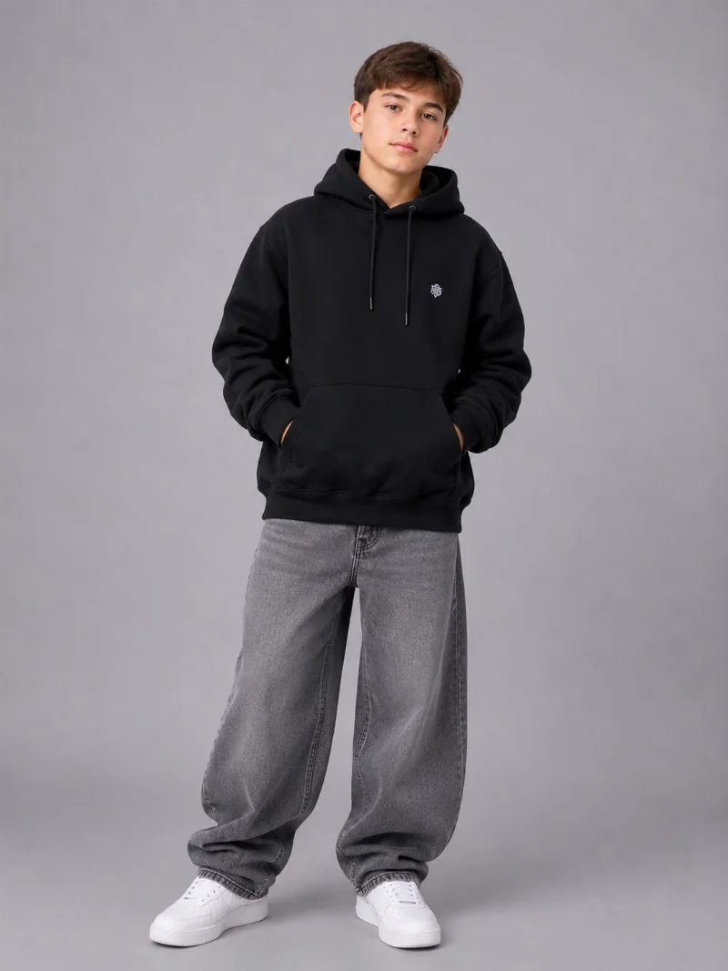 Teen fleece-lined black hoodie 2000 Madu, Turkey
