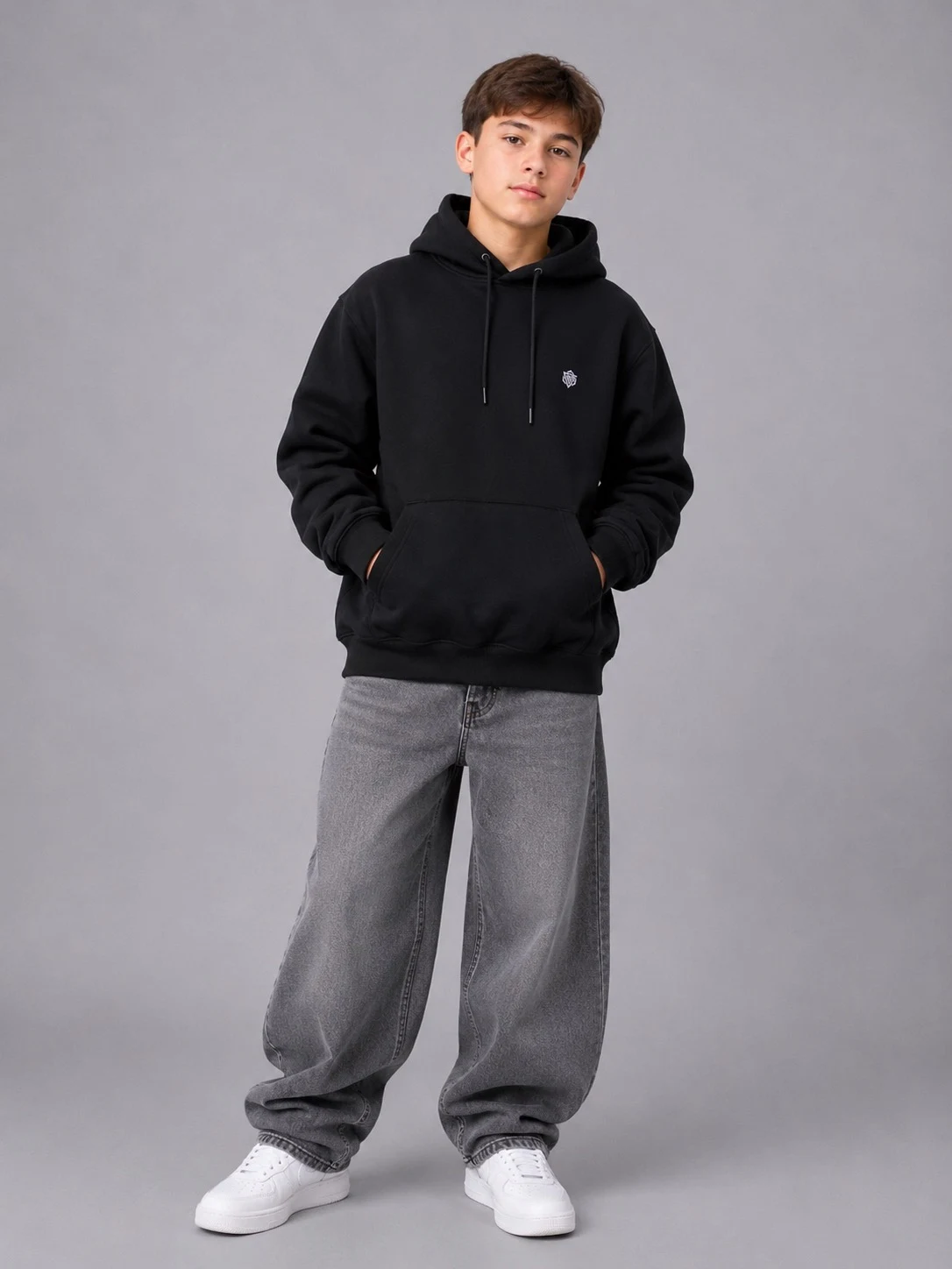 Teen fleece-lined black hoodie 2000 Madu, Turkey