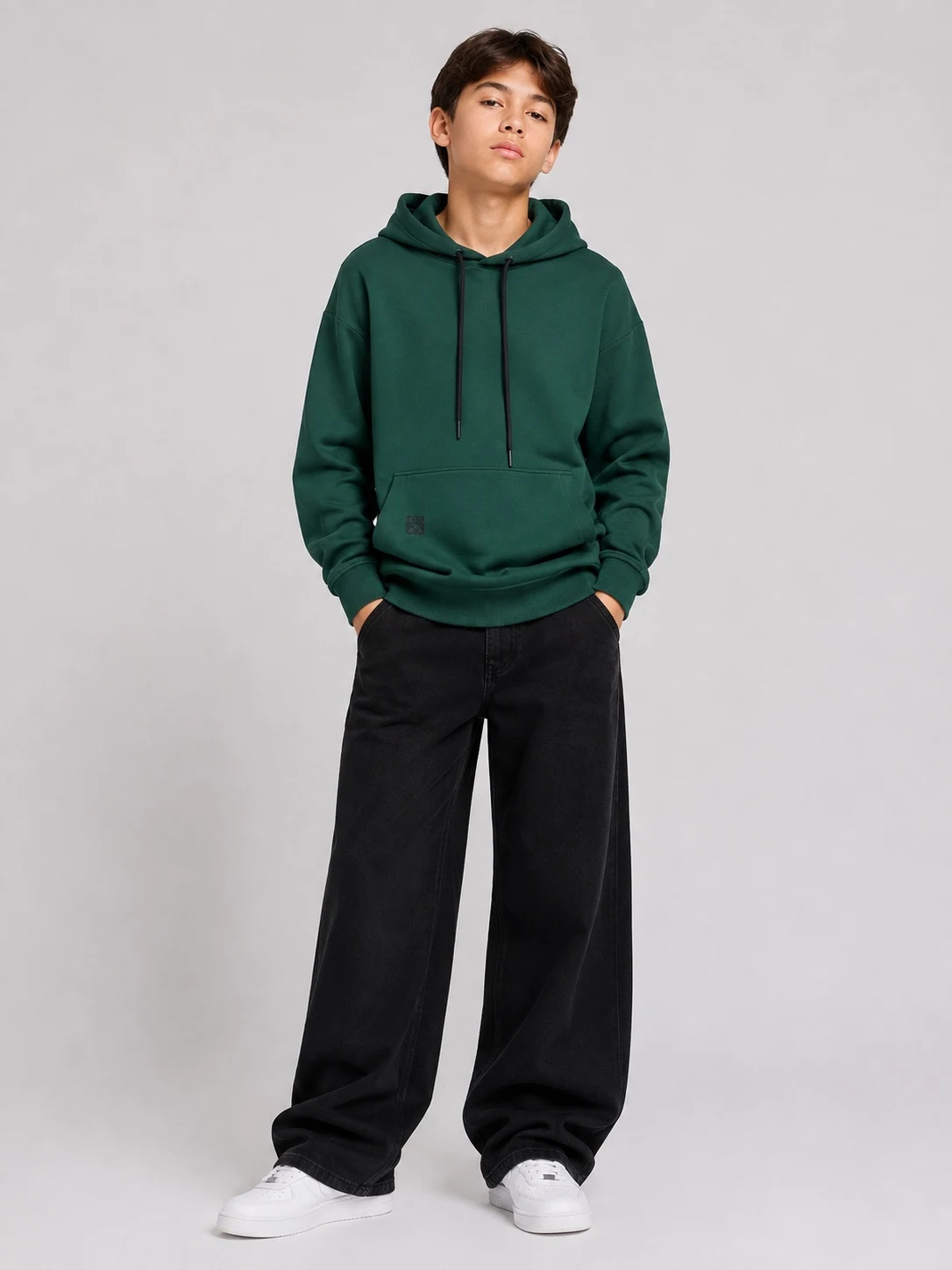 Teen hoodie, green, 6125 Best opt