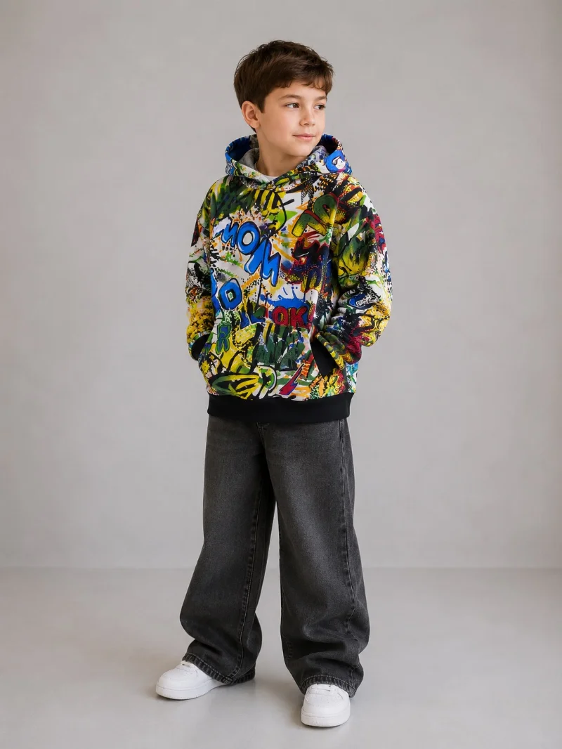 Teen boy's hoodie, multicolored print 5637 DOFFBI