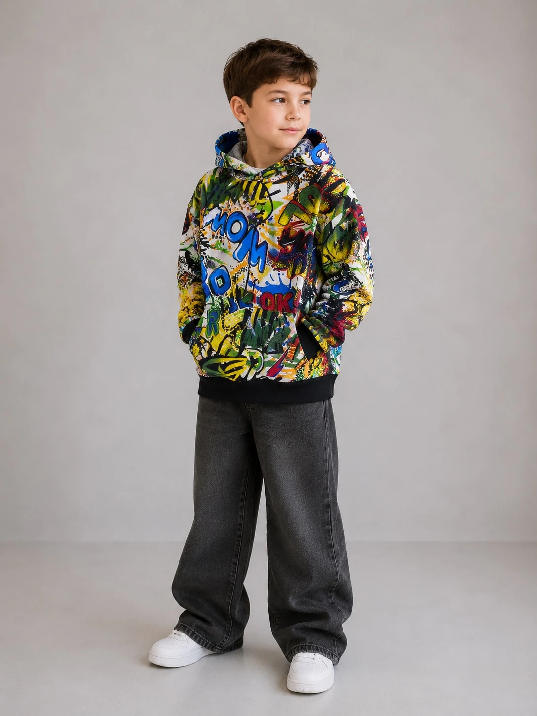 Teen boy's hoodie, multicolored print 5637 DOFFBI