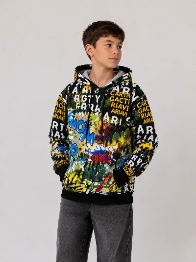 Teen boy's hoodie, multicolored print 5637 DOFFBI