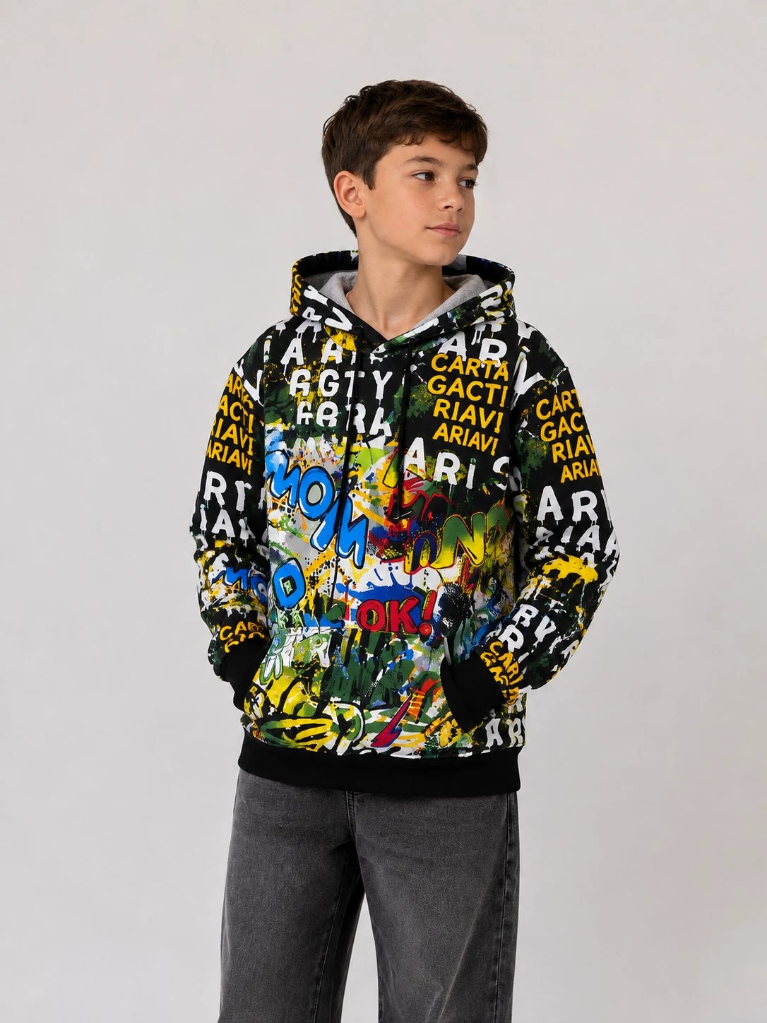 Teen boy's hoodie, multicolored print 5637 DOFFBI
