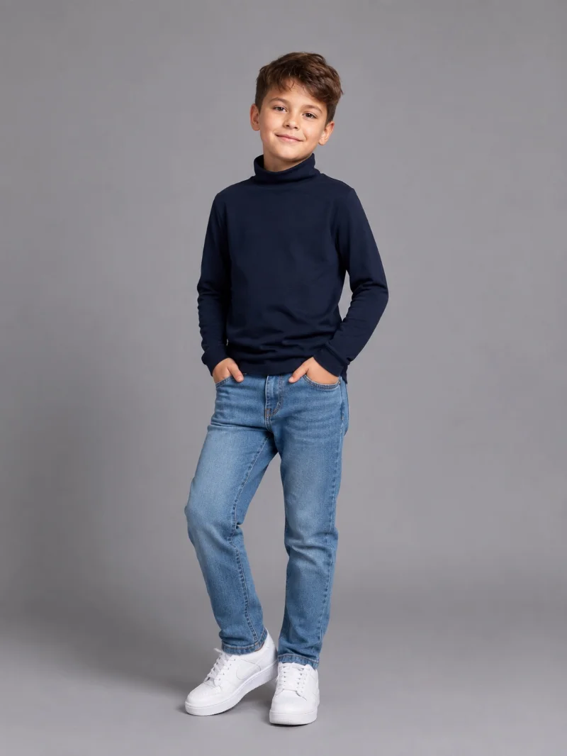 Boy's turtleneck with fleece lining, dark blue 2-02-12 SMILE TIME