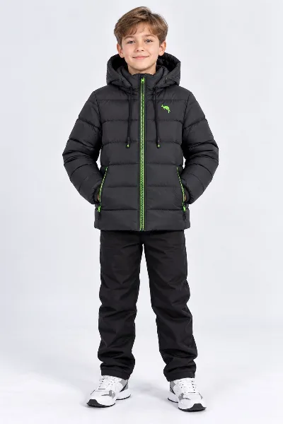Boys' Euro-winter jacket, black Kangaroo PLeseS