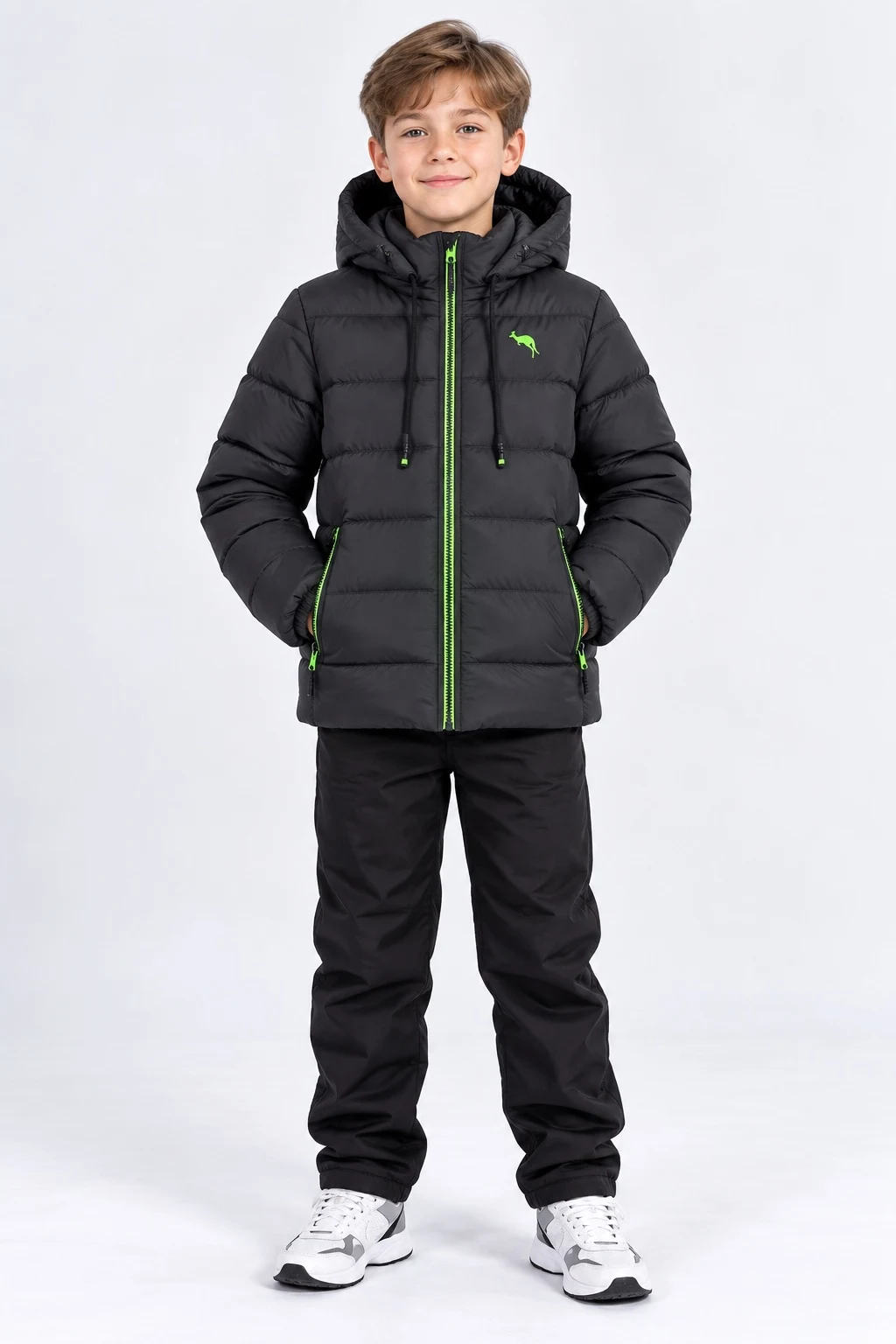 Boys' Euro-winter jacket, black Kangaroo PLeseS