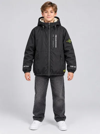 Boy's jacket with fur trim STONE ISLAND Turkey