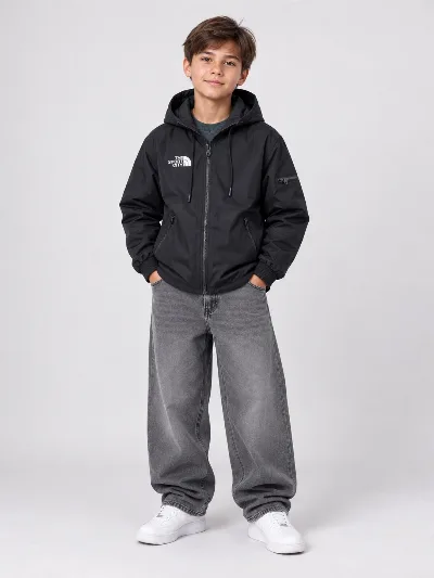 Boys' Black Windbreaker Jacket 7/0650 PLeseS