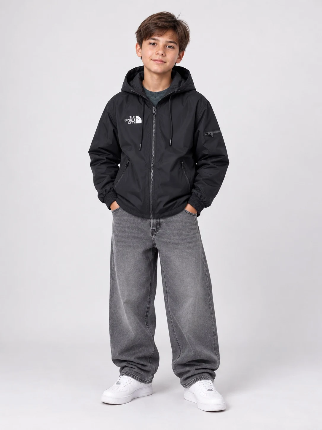 Boys' Black Windbreaker Jacket 7/0650 PLeseS