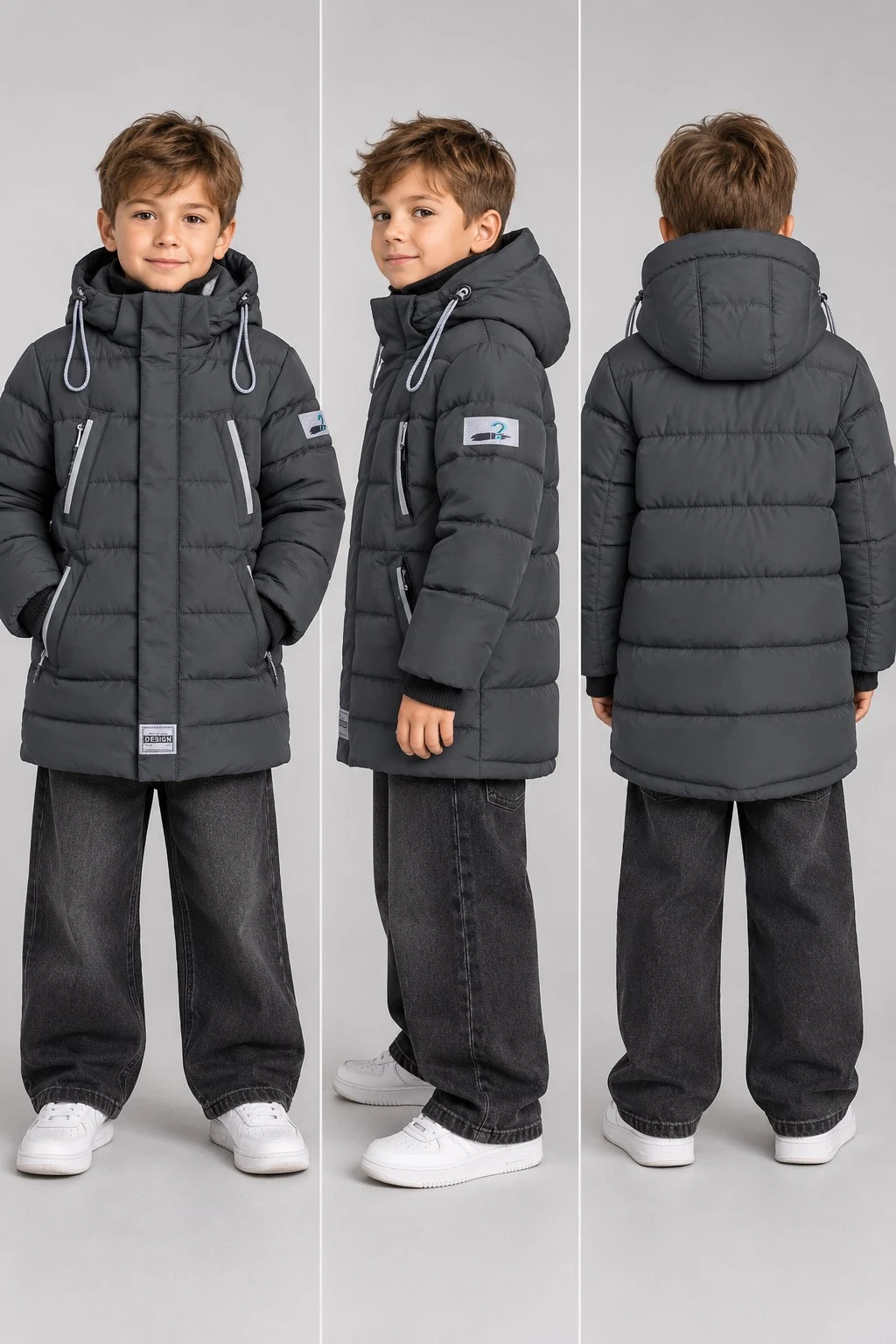 Boys' Euro-winter jacket, graphite Elias TM Tsvetkov