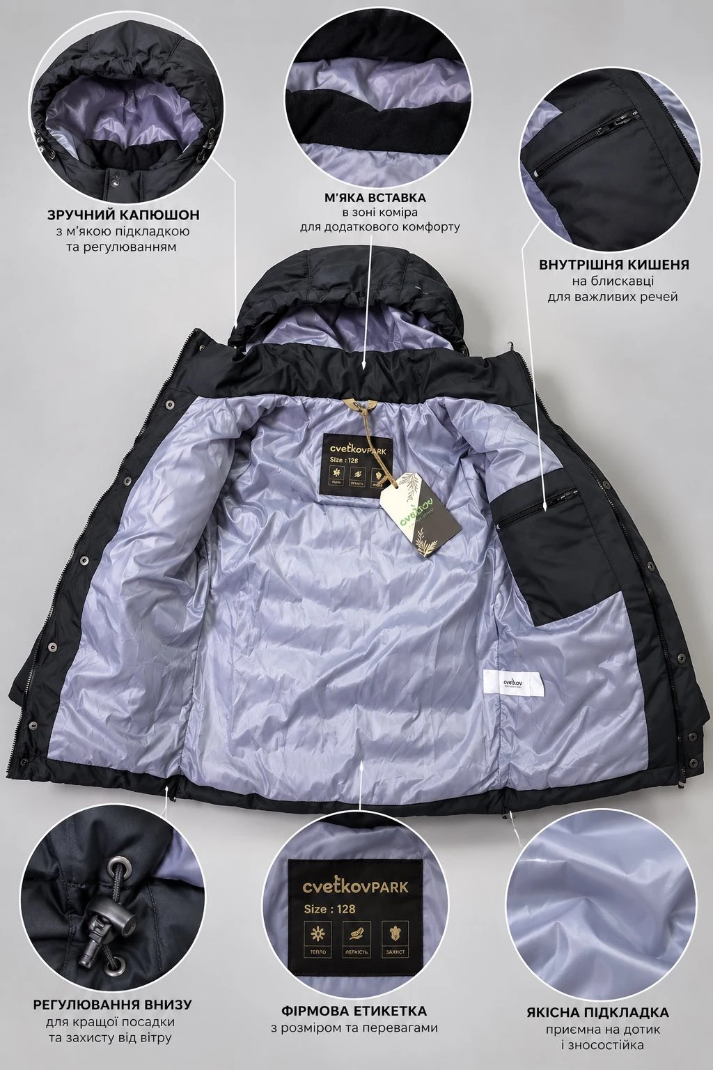 Boys' Euro-winter jacket, graphite Elias TM Tsvetkov