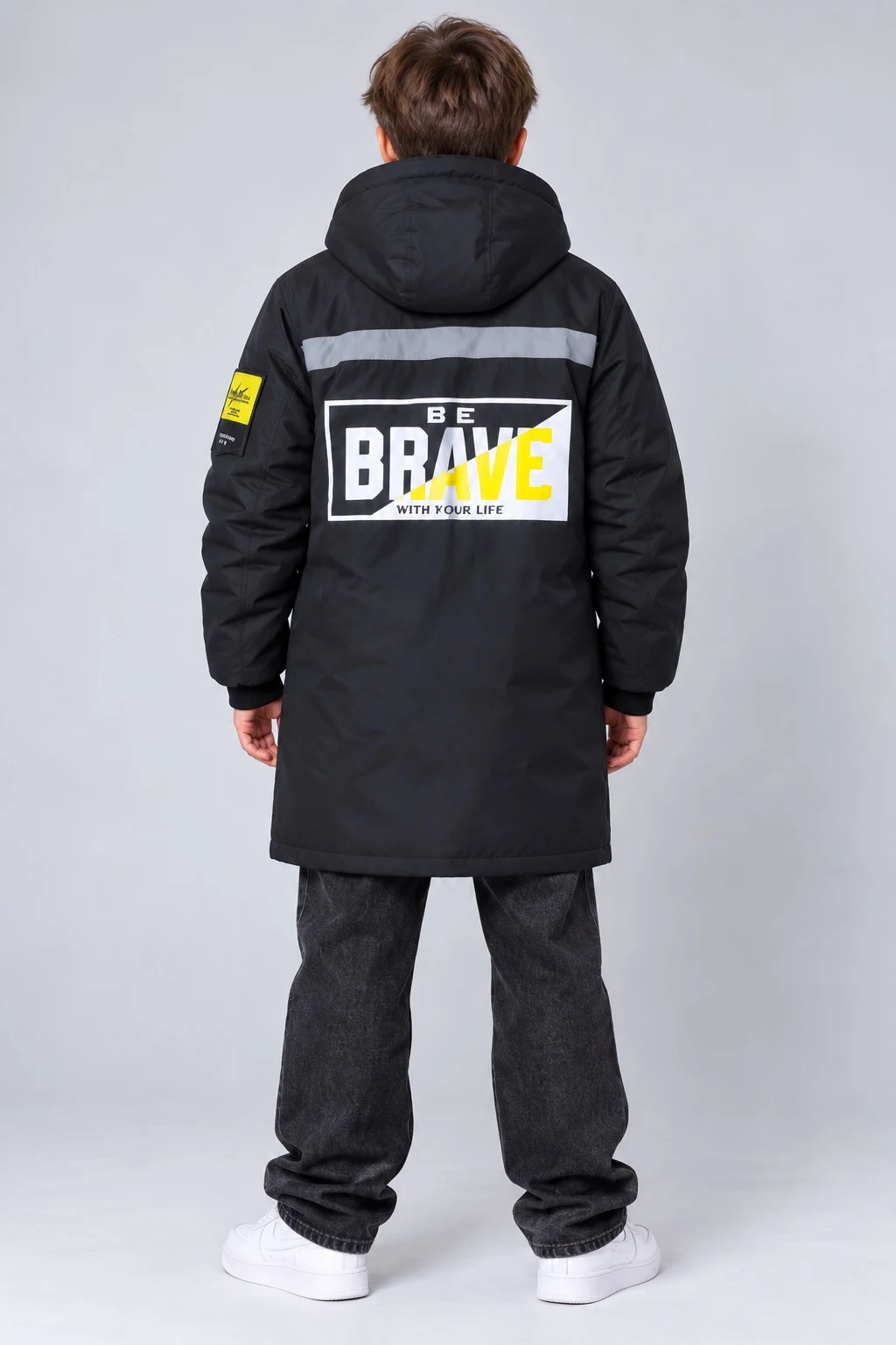 Winter Parka Jacket for Boys Black and Yellow, 2222 China