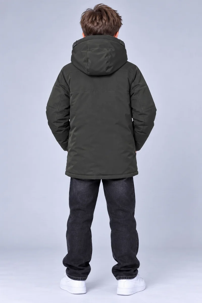Winter Parka Jacket for Boys with Reflective Elements, Khaki PLeseS