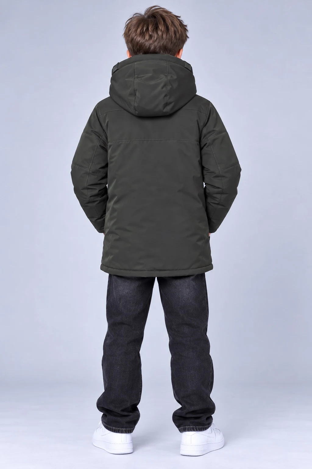 Winter Parka Jacket for Boys with Reflective Elements, Khaki PLeseS