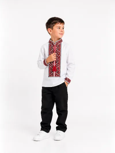 Red & Black Embroidered Vyshyvanka Shirt